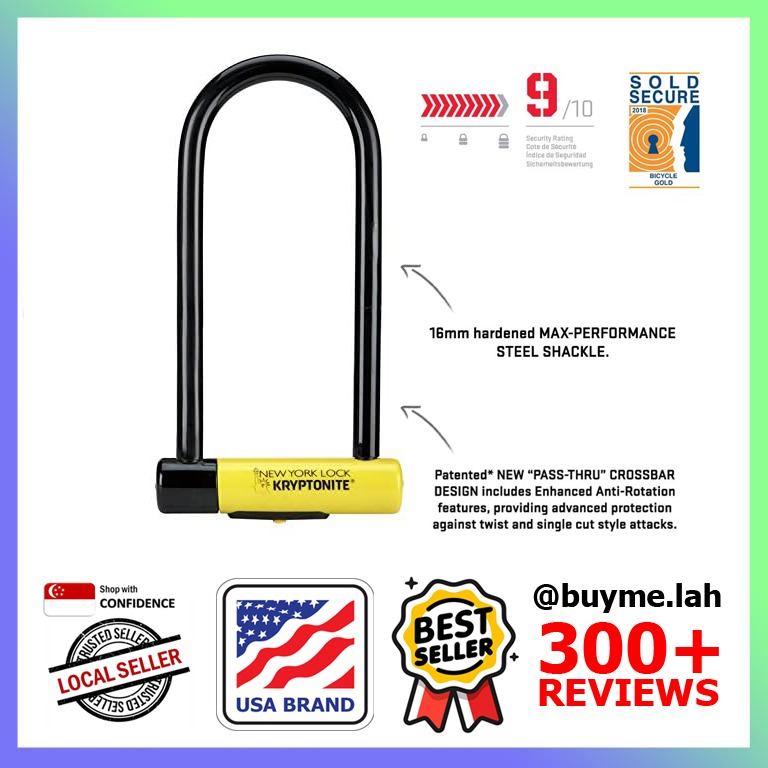 USA Kryptonite New York LS Heavy Duty Bicycle U Lock Bike Lock