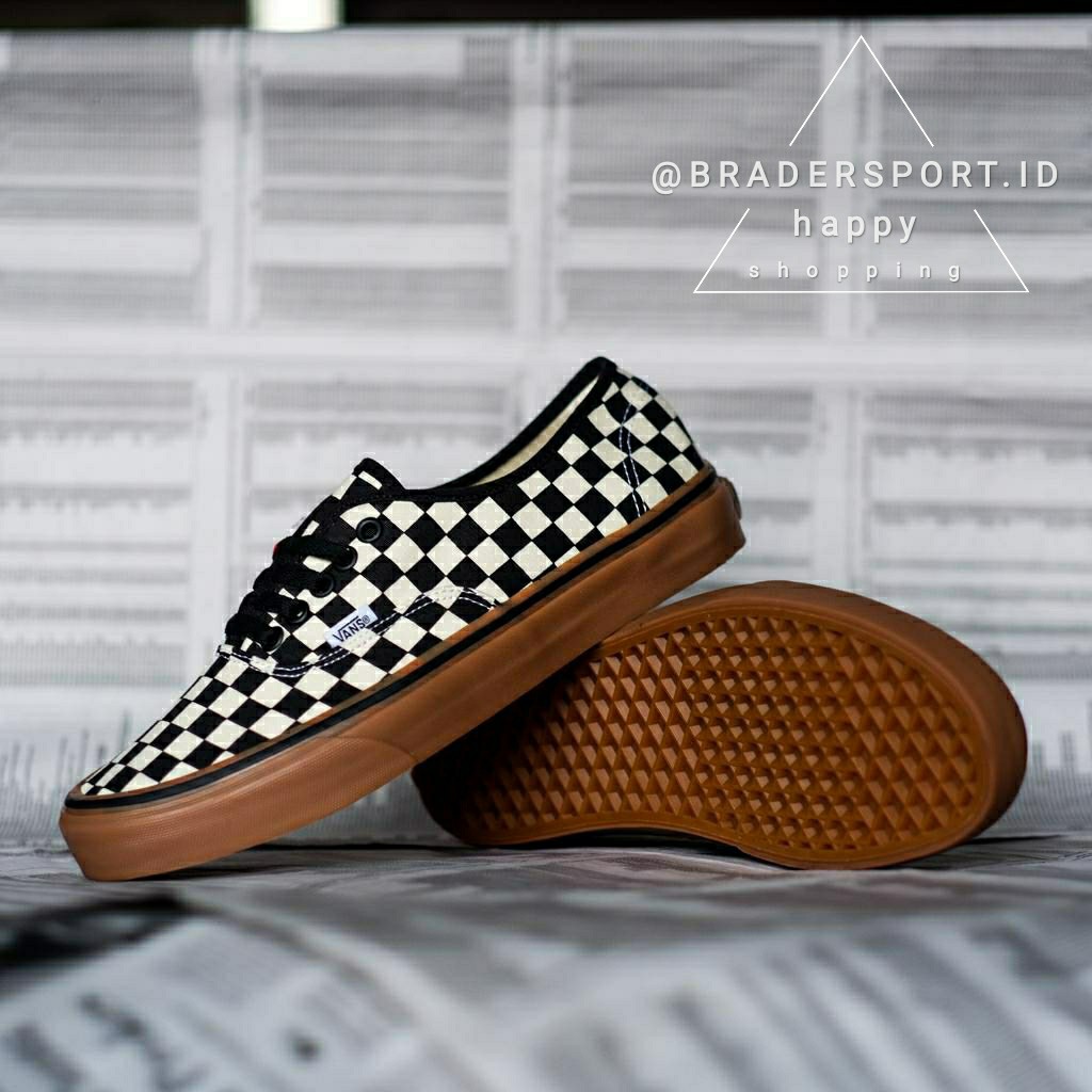 Vans Authentic Checkerboard Gum Plimsolls ORIGINAL Fesyen Pria