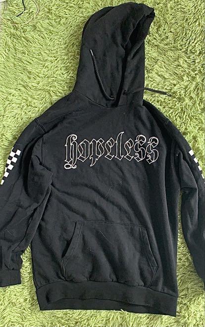 y2k H M hopeless hoodie with checkered paterns on the sleeves
