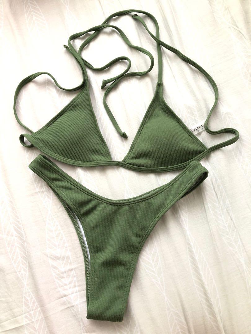 Zaful ribbed bikini outlet