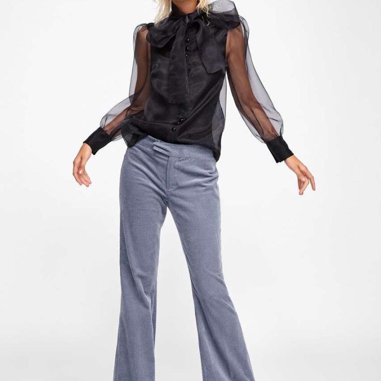 Zara black blouse with bow clearance