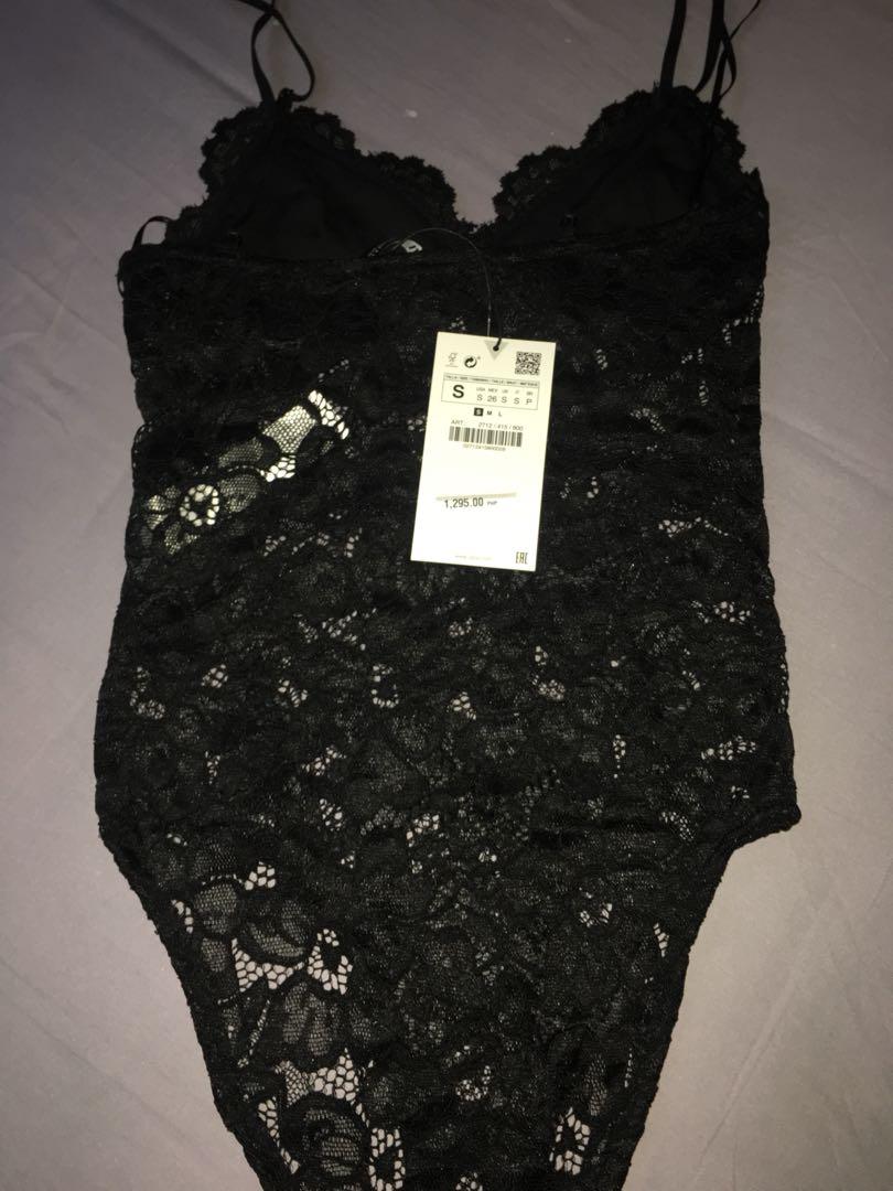 Zara black lace best sale bodysuit