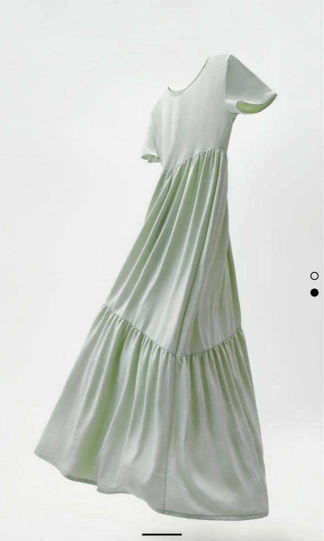 Zara Mint Green Flowing Maxi Dress, Women's Fashion, Dresses & Sets