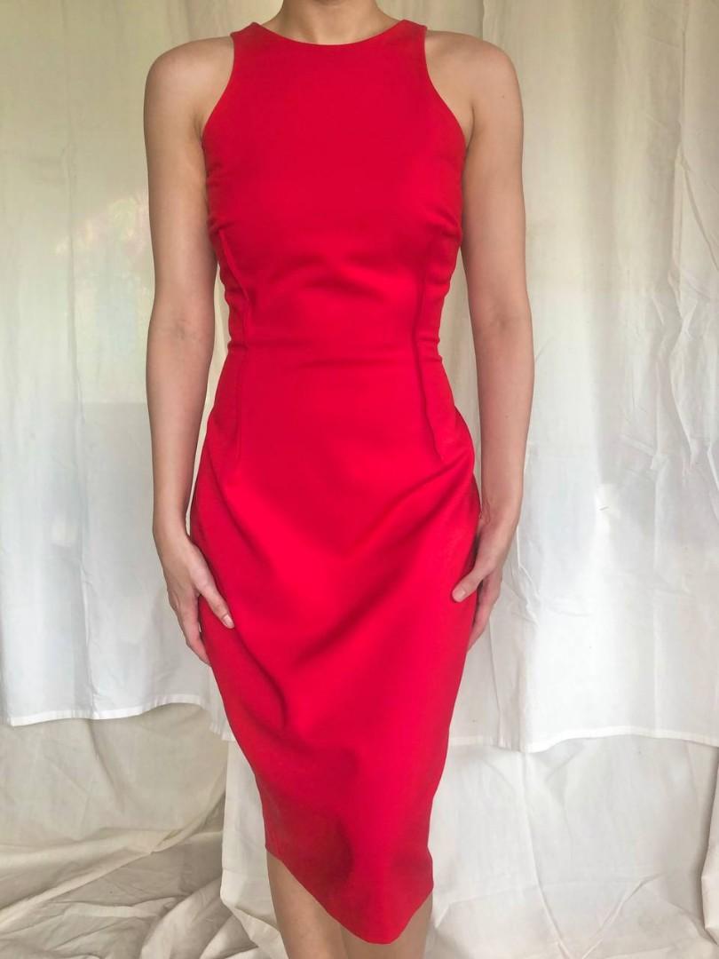 Zara red racerback bodycon dress, Women ...