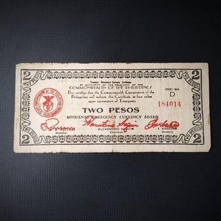 1944 Mindanao Emergency Issue Two Pesos Banknote