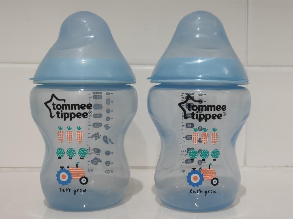 2x Tommee Tippee Baby Feeding Bottles Blue 260ml 9oz WITHOUT teats