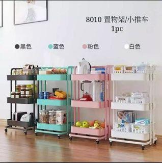3 Layer Tier Trolley Cart Kitchen organizer Utility Shelf Rack Vehicle Multipurpose Storage Trolley Carbon Steel Cart Simple Fashion Beauty Salon Spa Professional ABS Materials