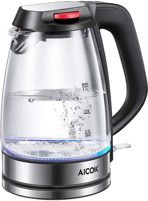 8030 Aicok 1.7L Glass Electric Kettle with Strix Thermostat Control and