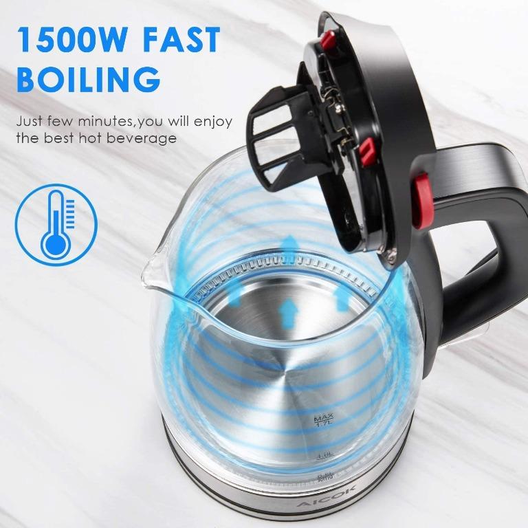 8030 Aicok 1.7L Glass Electric Kettle with Strix Thermostat Control and