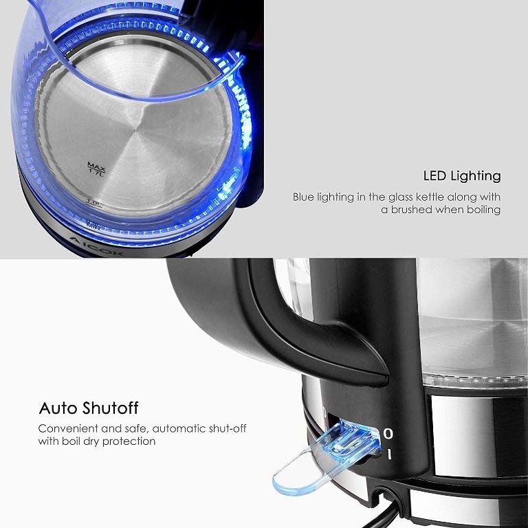 8030 Aicok 1.7L Glass Electric Kettle with Strix Thermostat Control and