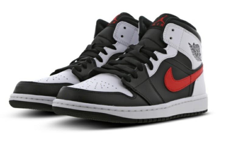 air jordan 1 mid black chile red white 2021