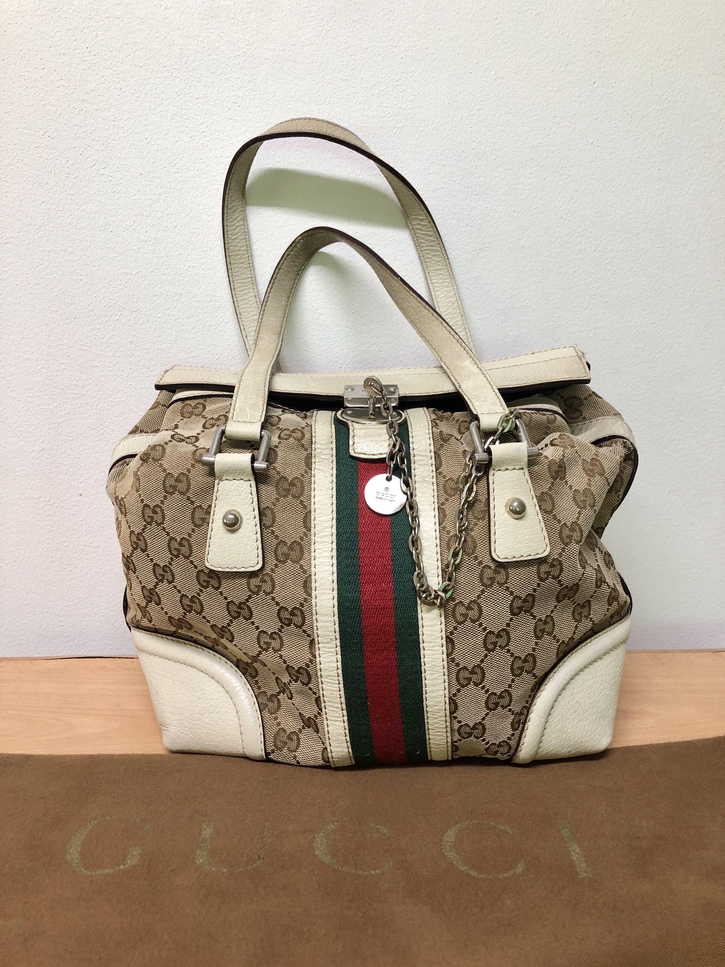 Gucci, Bags, Vintage Gucci Boston Treasure Large Canvas Tote