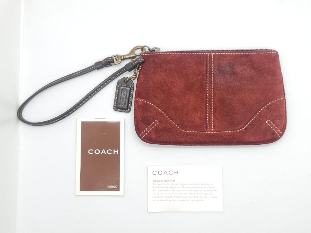 AUTHENTIC COACH SUEDE AND LEATHER WRISTLET (Category: Clutches) located in Makati City. Submitted by maximum_happiness (Listing ID 1064978313, Image 1). Description: READ, READ, READ, READ THE ITEM DESCRIPTION POSTED PRICE IS THE FINAL PRICE WE ARE TAKING FOR THIS PIECE - OFFERS LOWER THAN THE SAID AMOUNT WILL BE DECLINED GUARANTEED AUTHENTIC OR FULL REFUND MORE DETAILED PICS HERE - https://jpegbay.com/gallery/008129931-.html#1 MAROON SUEDE EXTER