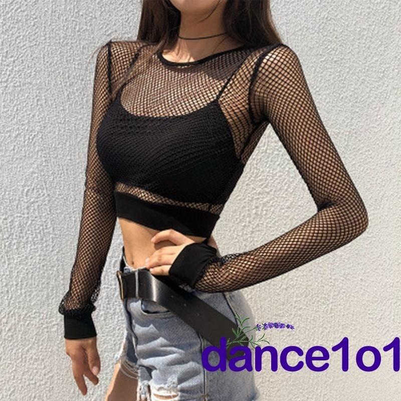 fishnet black crop top