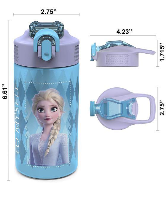 Zak Designs Disney Frozen 2 Kids Water Bottle Set with Reusable Straws and  Built in Carrying Loops Made of Plastic Leak-Proof Water Bottle Designs  (Elsa & Anna 16 oz BPA-Free 2pc Set)