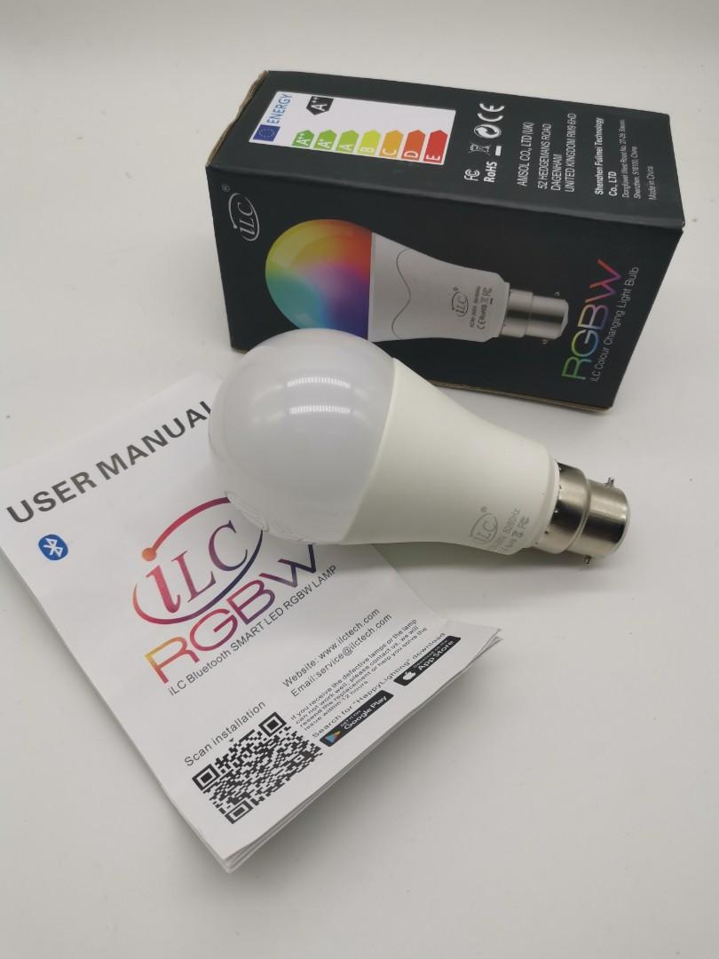 BNIB iLC Colour Changing LED Light Bulb B22 8W RGBW Controlled by APP, Sync  to Music, Dimmable Multi-Color 60 Watt Equivalent, Furniture  Home Living,  Lighting  Fans, Lighting on Carousell