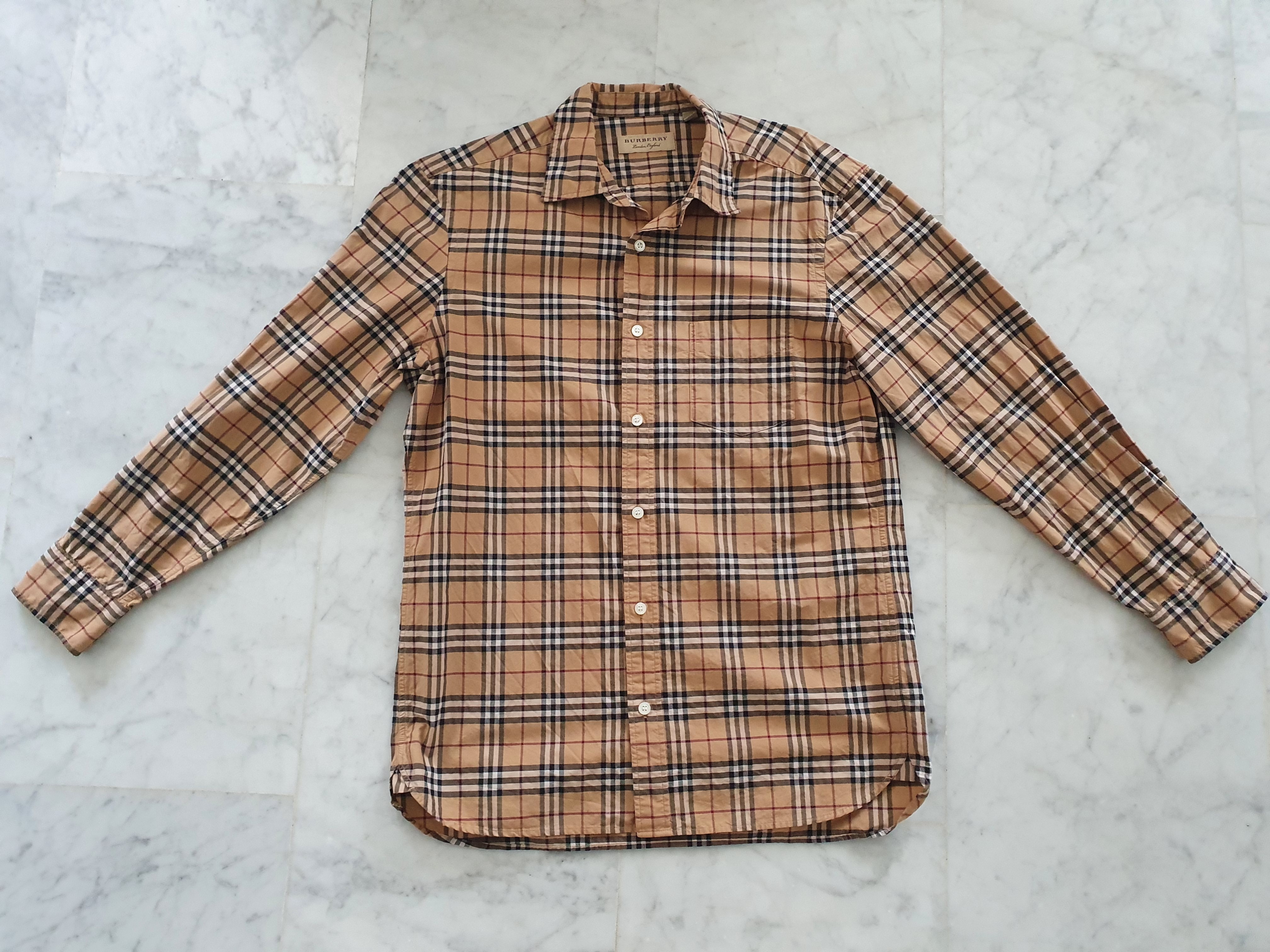Burberry long sleeve plaid shirt store