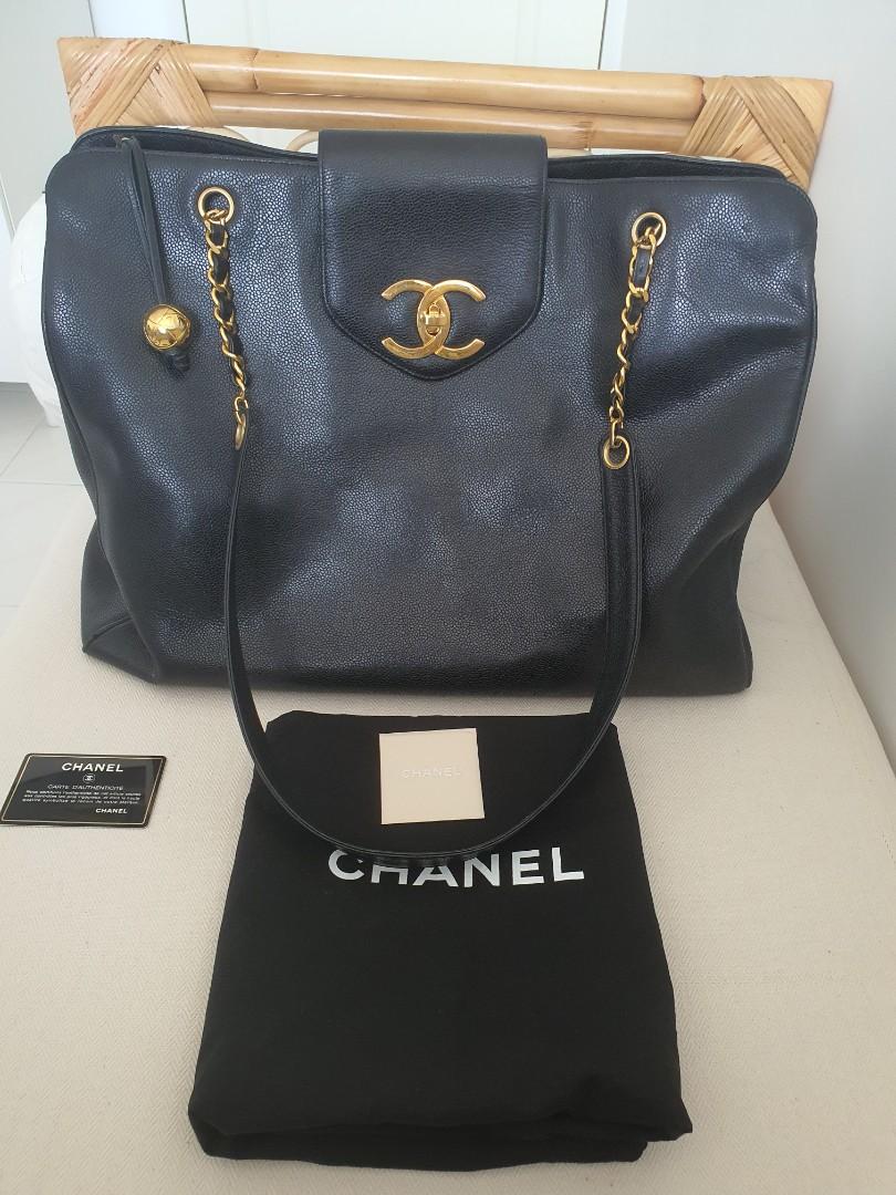 Chanel Black Quilted Caviar XXL Weekender GST Grand Shopping Tote