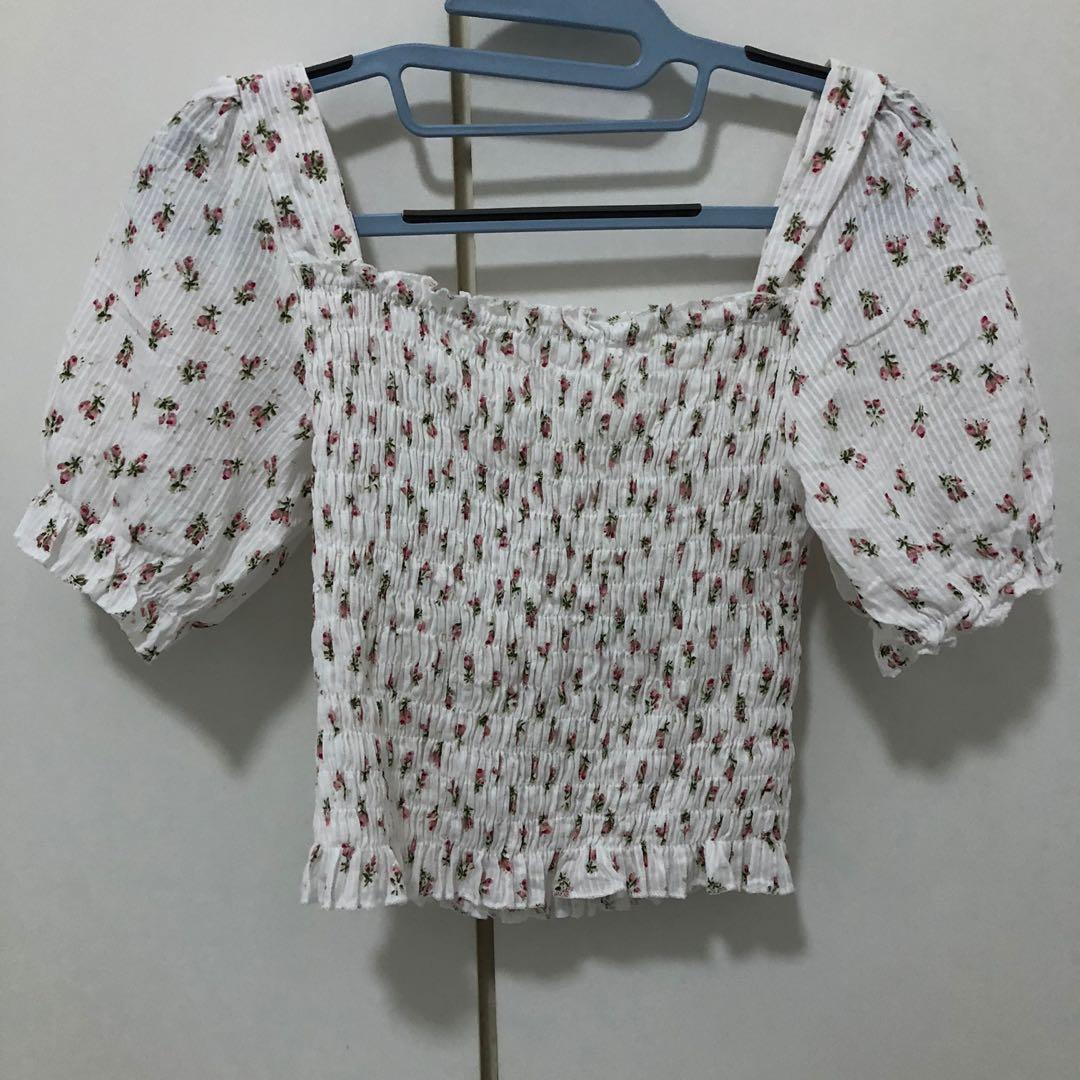 smocked ruffle top