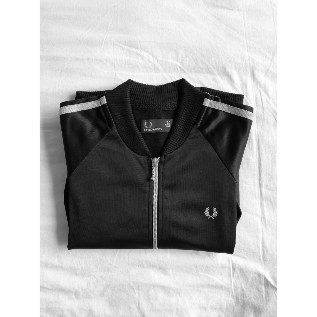 Fred Perry Bomber Jacket with Silver Embroidered Logo Detail