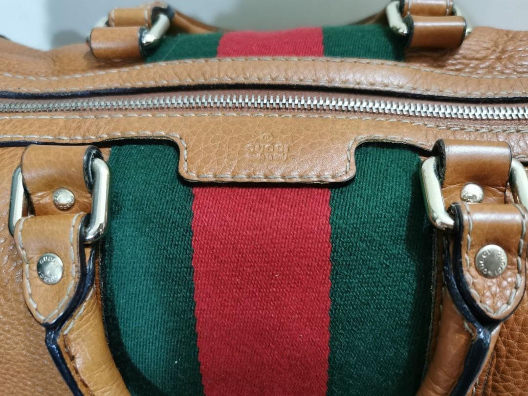 Authentic GUCCI Calfskin Vintage Web Medium Boston in Tobacco, Luxury, Bags  & Wallets on Carousell