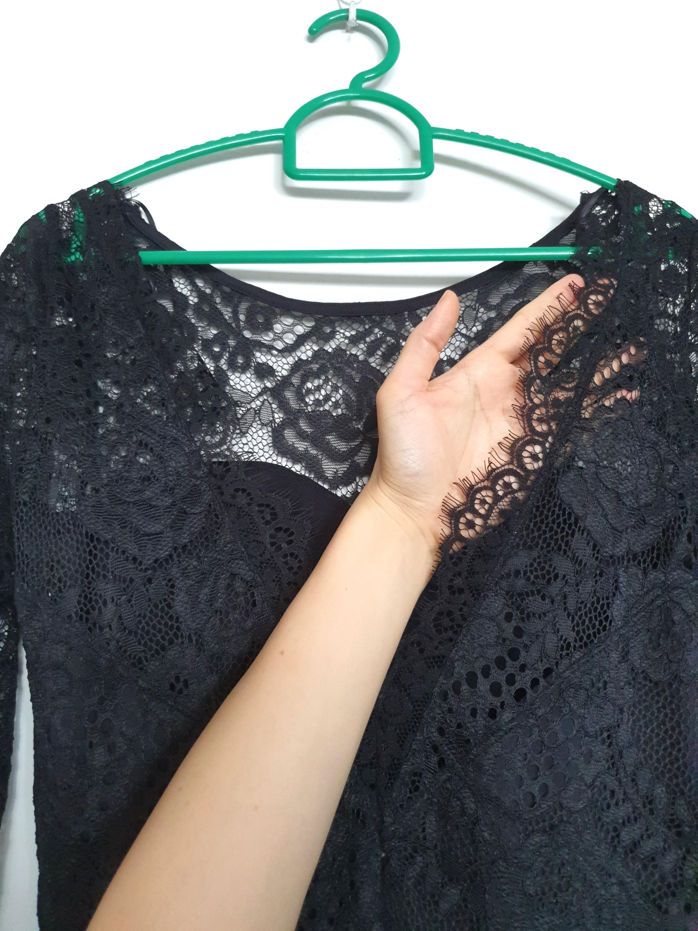 h&m divided black lace dress Kimbra Strapless Midi Dress - Black Polka Dot