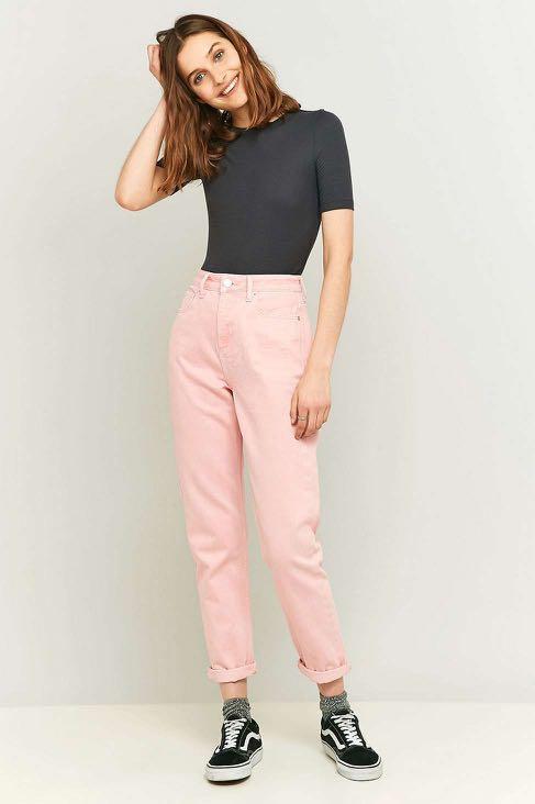 H\u0026M high waisted pink mom jeans, Women 