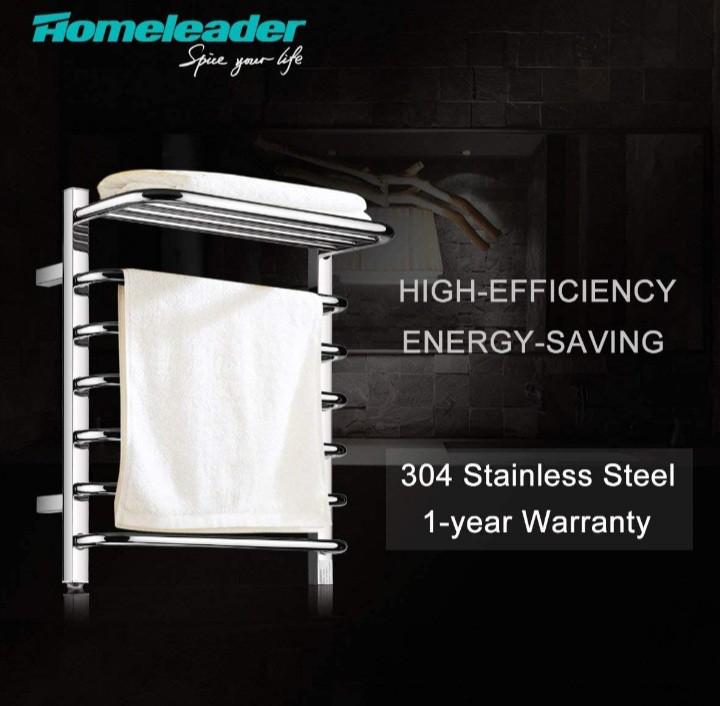 Homeleader Towel Warmer and Drying Rack, L34-002 Heated Stainless Steel  Towel Rack, Wall-Mounted with Shelf, 9 Bars u0026 Chrome, TV u0026 Home Appliances,  Air Conditioning and Heating on Carousell