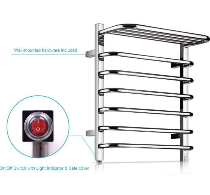 Homeleader Towel Warmer and Drying Rack, L34-002 Heated Stainless Steel Towel  Rack, Wall-Mounted with Shelf, 9 Bars u0026 Chrome, TV u0026 Home Appliances, Air  Conditioning and Heating on Carousell
