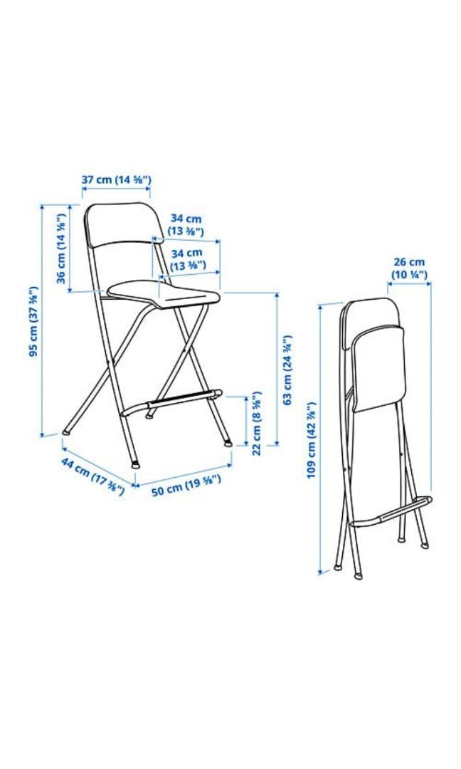 Ikea Bar Chair foldable white, Furniture & Home Living, Furniture