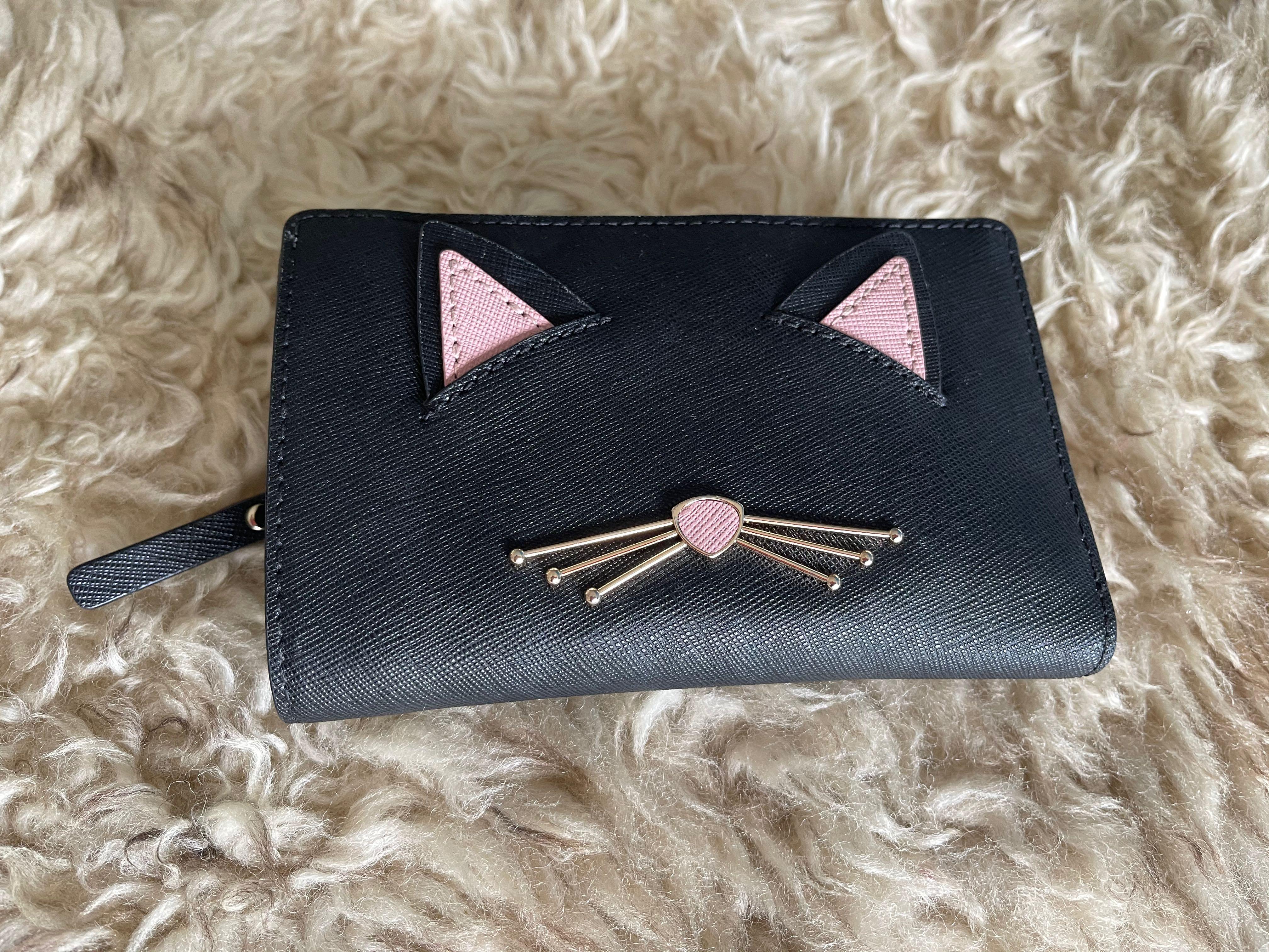 Kate Spade Genuine Leather Cat Face wallet, Luxury, Bags & Wallets on  Carousell