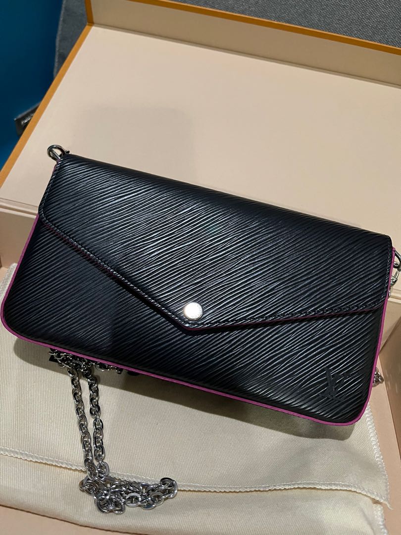 Louis Vuitton POCHETTE FELICIE Epi leather. Pink & black