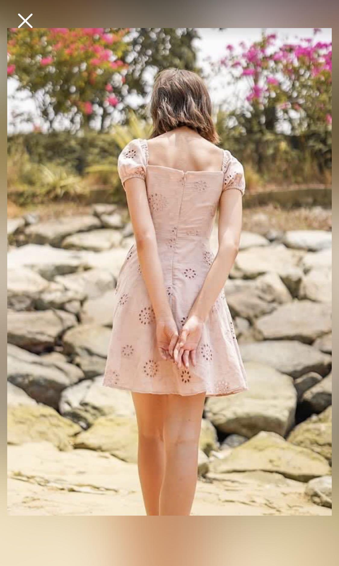 Blush eyelet shop dress