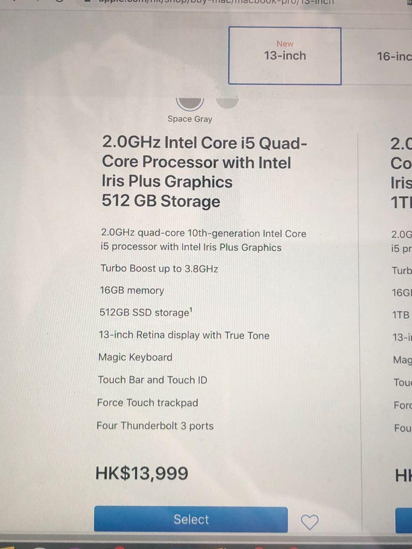 MacBook Pro （分類：平板電腦 - iPad）位於 Hong Kong。 由 linelinefriends 提交（商品編號 1065000412，圖片 2）。簡介： 購自2020年11月尾，實質用左數次，操作正常，同新機一樣！Space Grey 價錢可議！原價$13999 原廠保用一年。