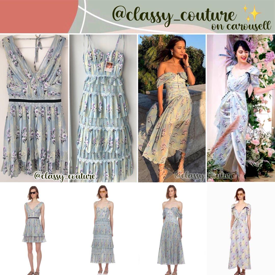 Tiered floral lace printed chiffon dress hot sale