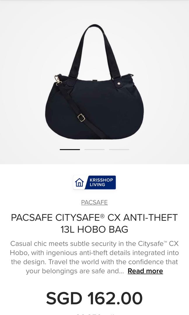 Pacsafe Citysafe Cx Hobo Anti Theft Hobo Handbag 