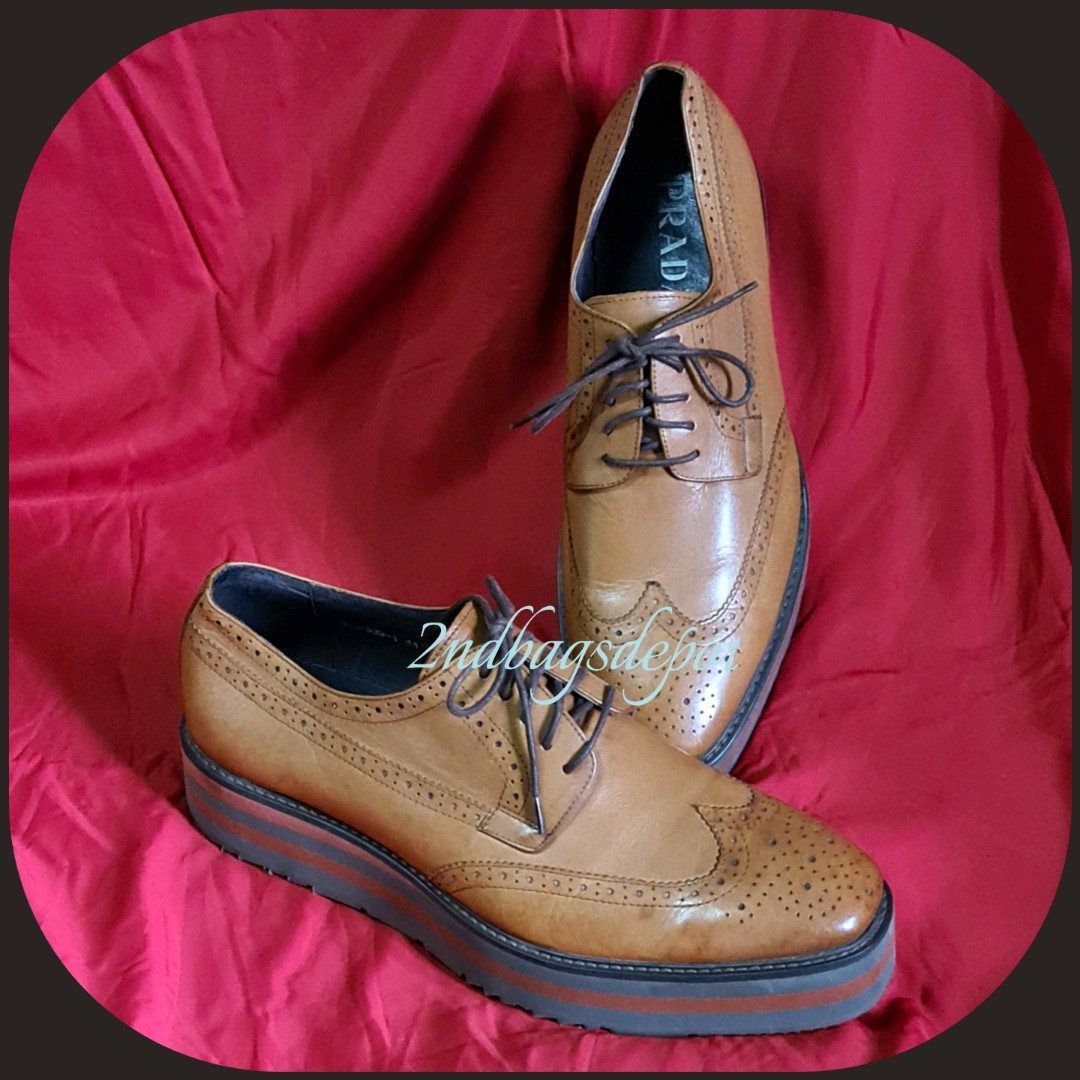 ?Sz 9 Mens Prada Spazzolato Creeper Leather Platform Brogues Shoes, Men's  Fashion, Footwear, Dress Shoes on Carousell