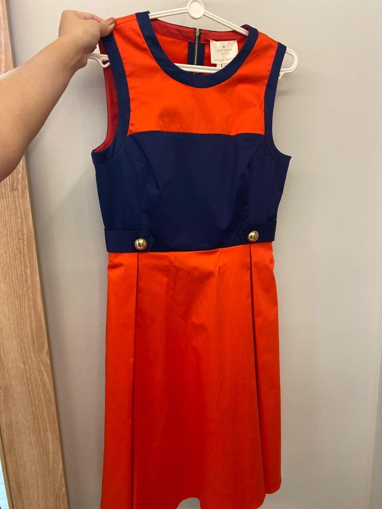 Authentic Kate Spade Orange Blue Dress Women s Fashion Muslimah Fashion Dresses on Carousell