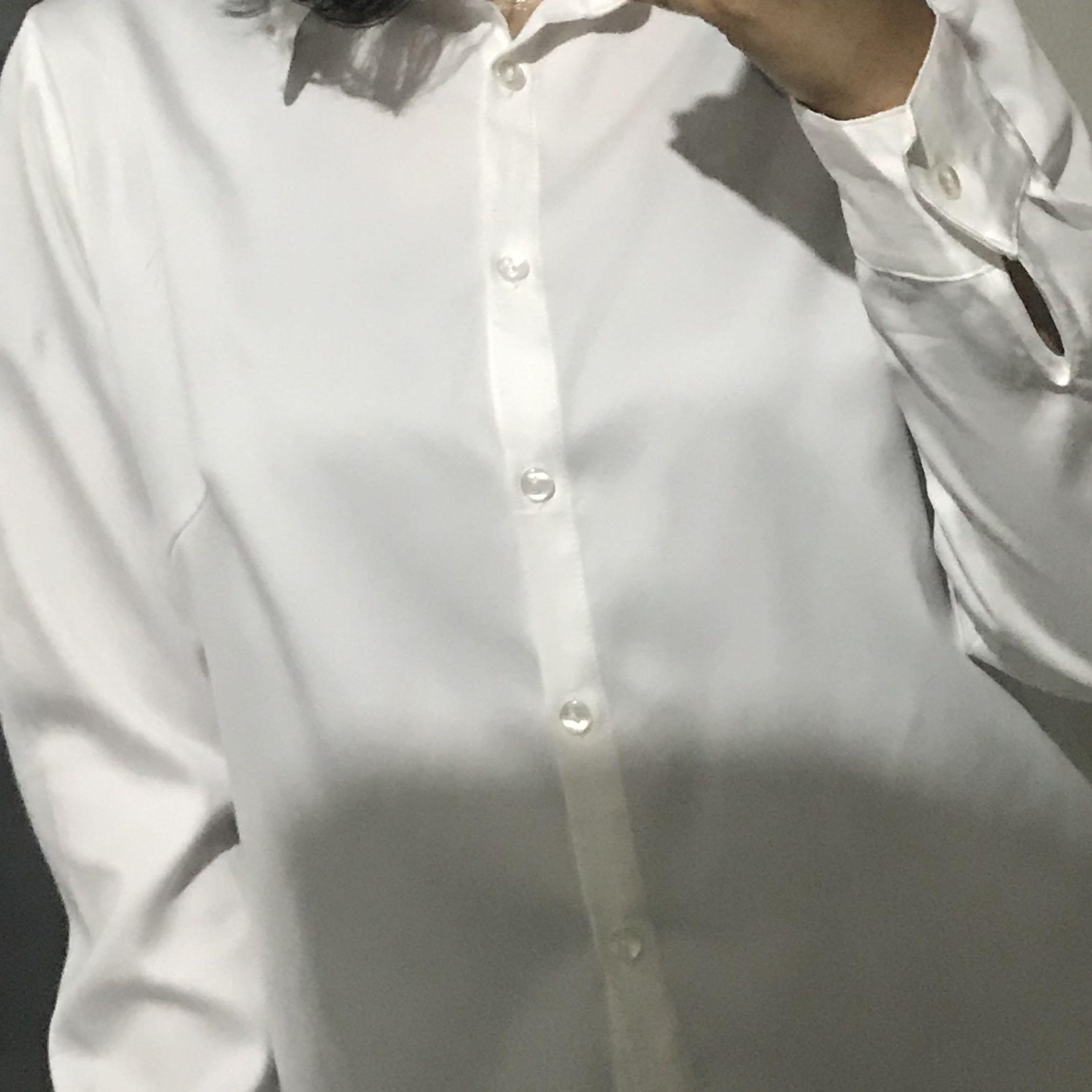 white satin button down