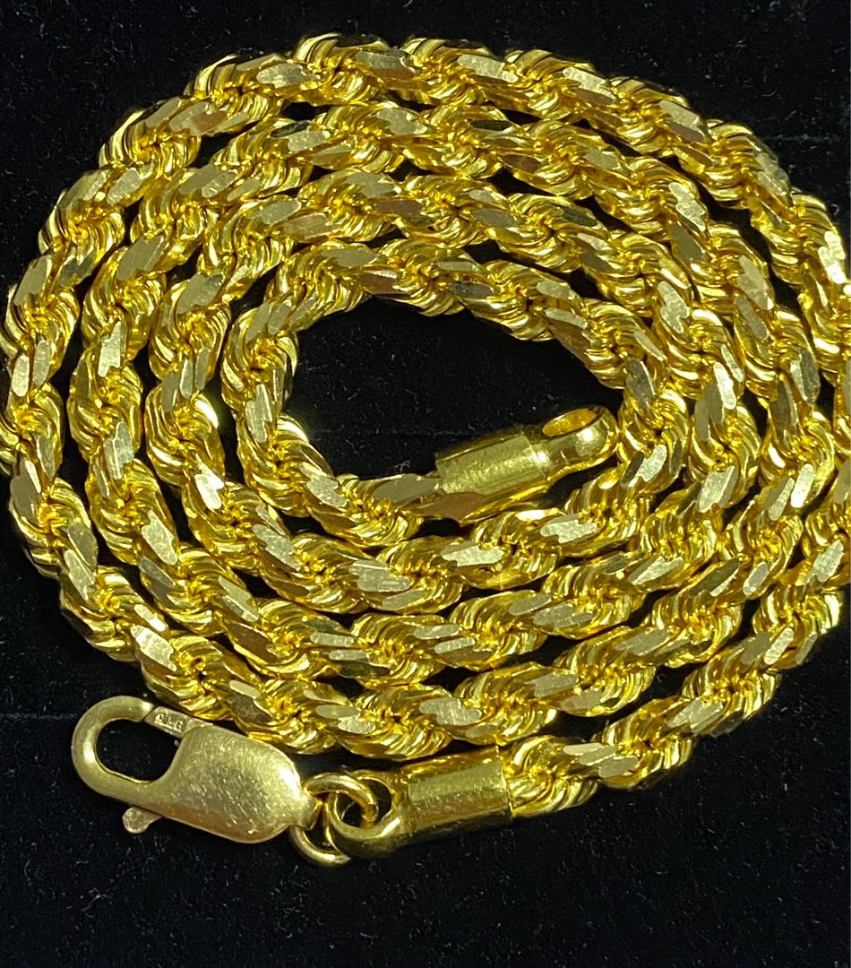 916 solid gold rope chain, Women's 