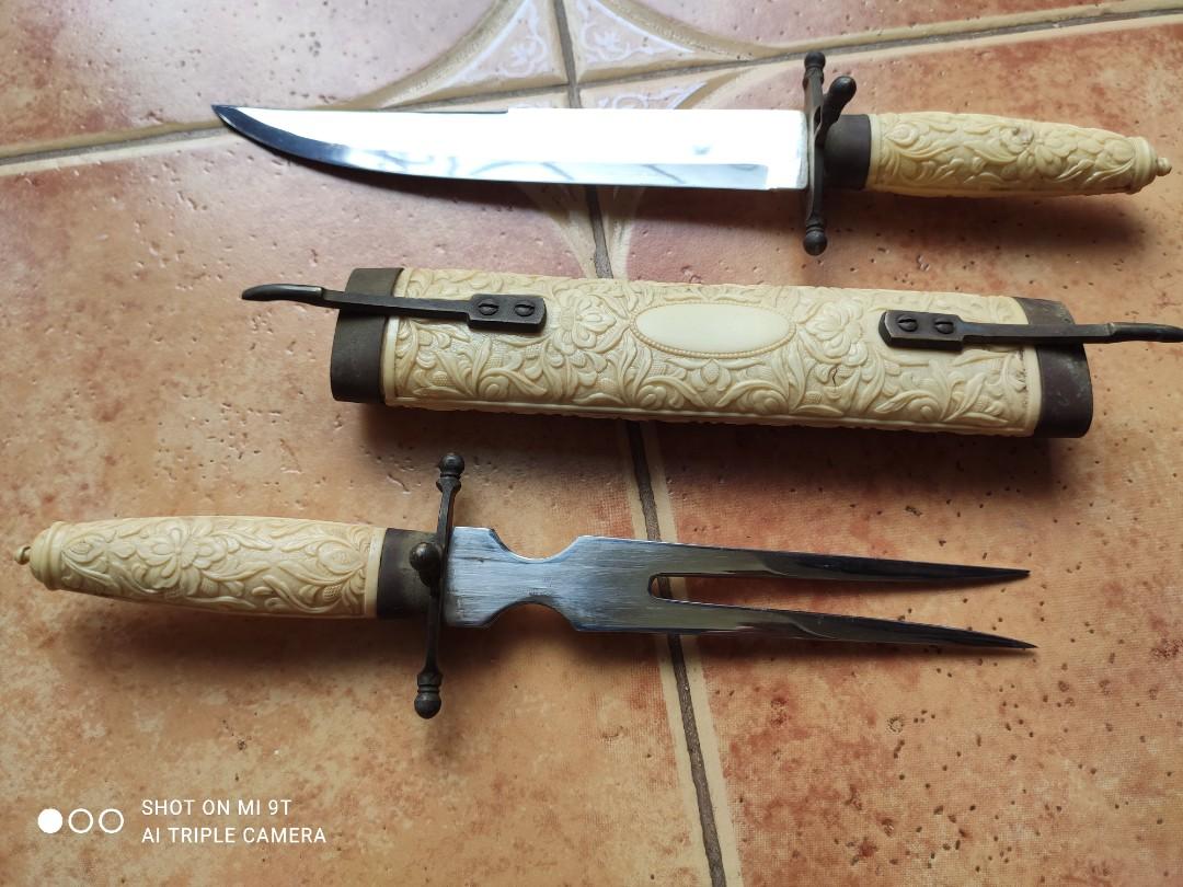 Vintage Samurai Style Meat Carving Knife & Fork (Category: Knives & Chopping Boards) located in Davao. Submitted by papa1919 (Listing ID 1064960827, Image 3). Description: Very rare. Sheath is made of ivorite..