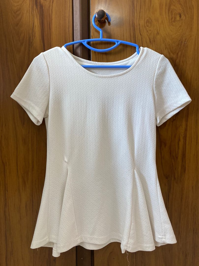 white peplum top with sleeves