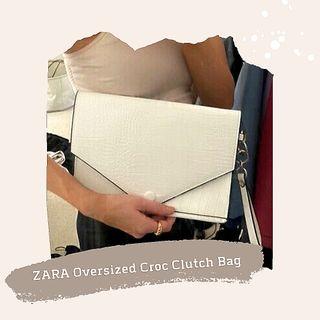 ZARA Oversized Croc Clutch Bag