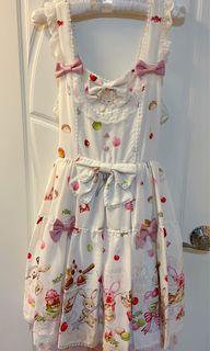 日本 lolita 品牌 Metamorphose sweet rabbits JSK + KC + 車厘子髮夾  連身裙 蛋糕裙 兔子 甜點 芭菲 馬卡龍 糖果 櫻桃