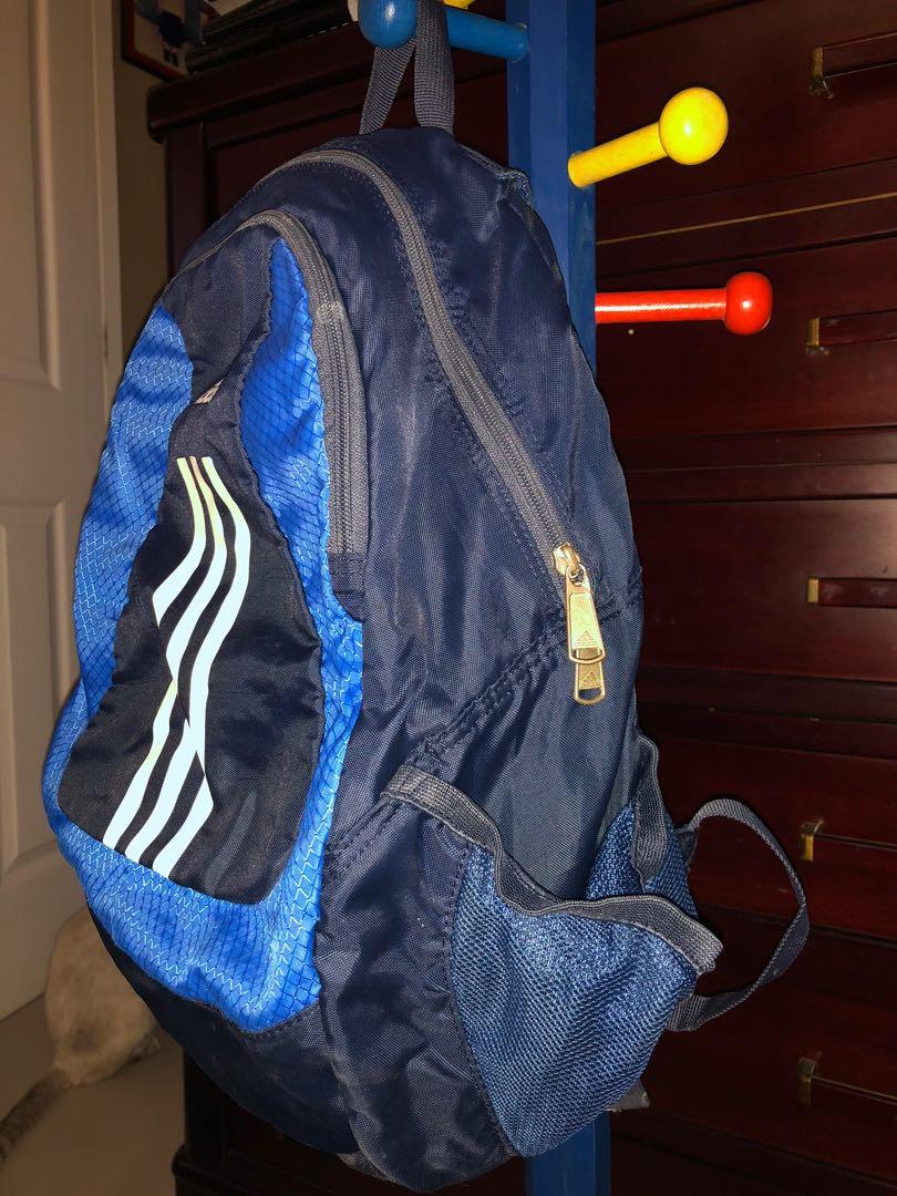 Adidas gym / sports backpack (Category: Backpacks) located in Paranaque City. Submitted by quirky.cosmos (Listing ID 1065133301, Image 2). Description: Flaws on side pockets Guaranteed authentic Has lots of pockets for organization.
