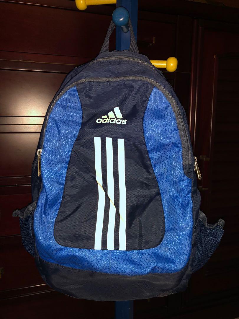 Adidas gym / sports backpack (Category: Backpacks) located in Paranaque City. Submitted by quirky.cosmos (Listing ID 1065133301, Image 1). Description: Flaws on side pockets Guaranteed authentic Has lots of pockets for organization.