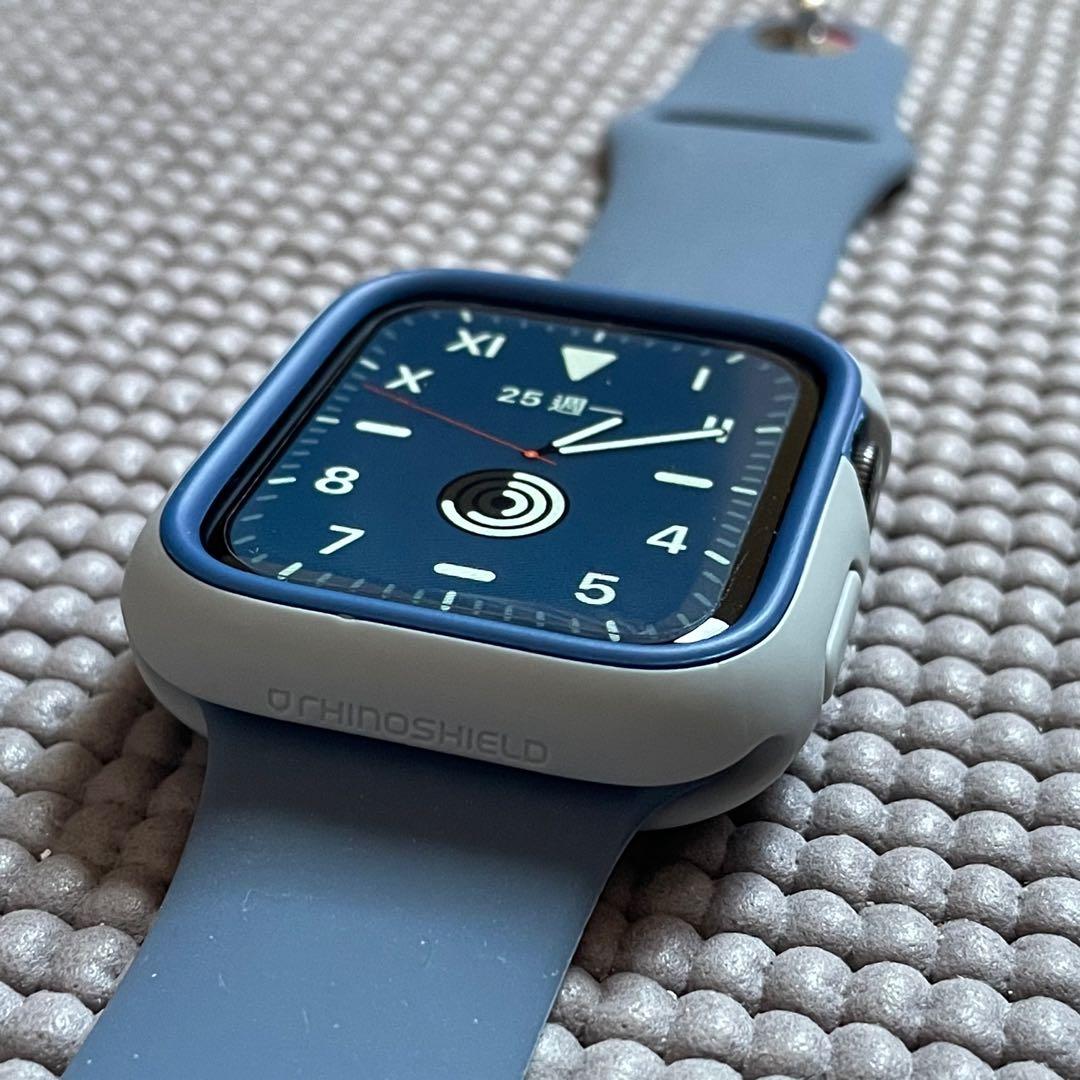 Apple Watch 44mm Rhinoshield watch case gray with blue rim blue watch strap watch not included Mobile Phones Gadgets Wearables Smart Watches on Carousell