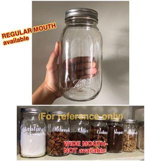 Authentic Ball Mason Jar 32oz (946 ml) REGULAR Mouth Smooth Sided Jar / Glass bottle Food Container