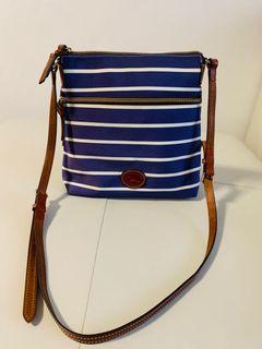 Authentic Dooney & Bourke Striped Canvas Crossbody Bag