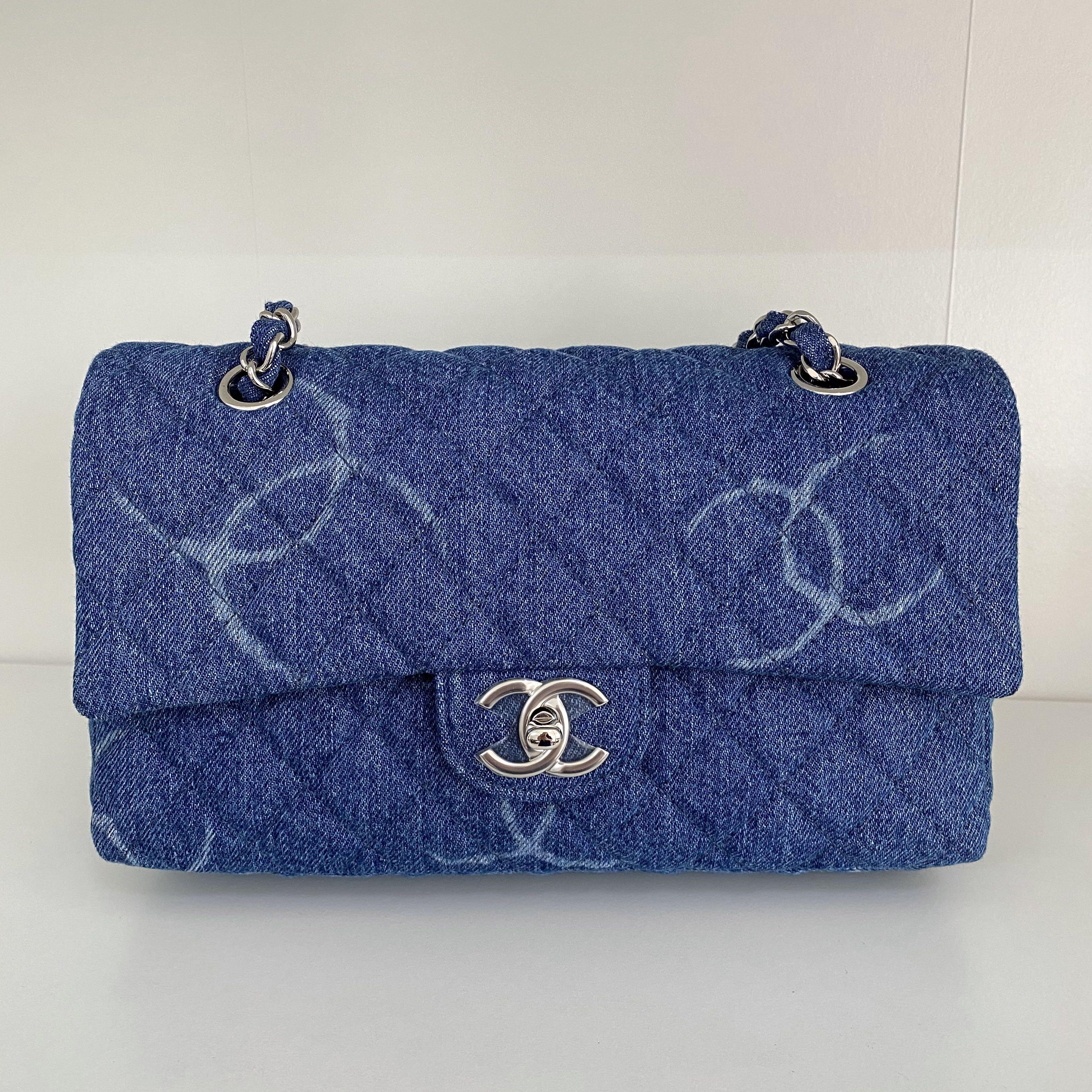BNIB 20B Chanel Denim Medium Flap SHW #30, Luxury, Bags & Wallets on  Carousell